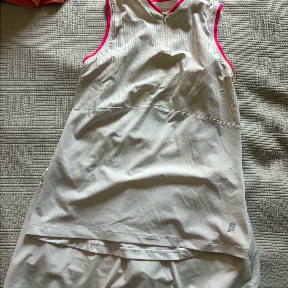 White Athletic Tennis Set with Pink Trim